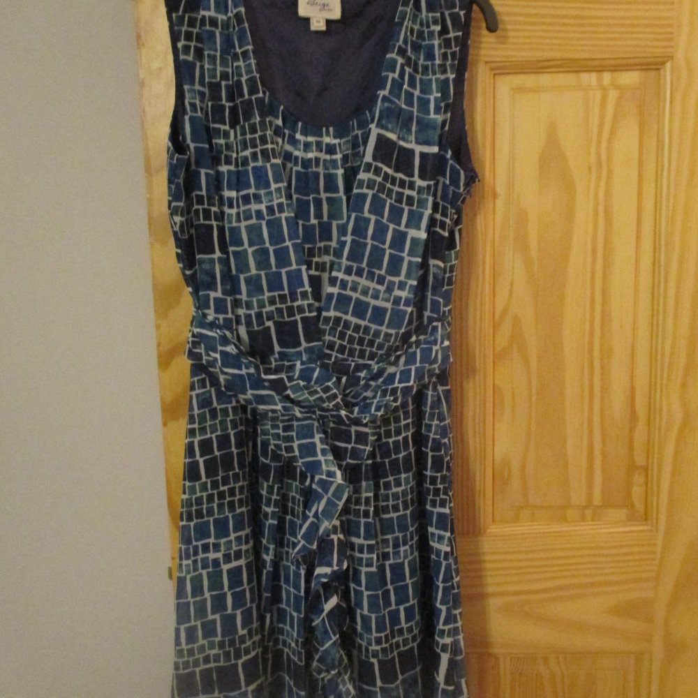 BEIGE BY ECI Teal Blue Geometric Party Guest Dress size 10 (but slim cut)